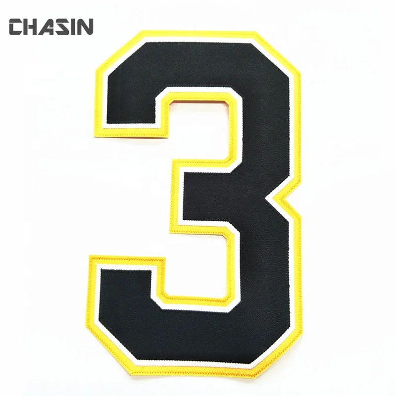 Cheap Heat Press Twill Embroidered Number Patch For Jerseys