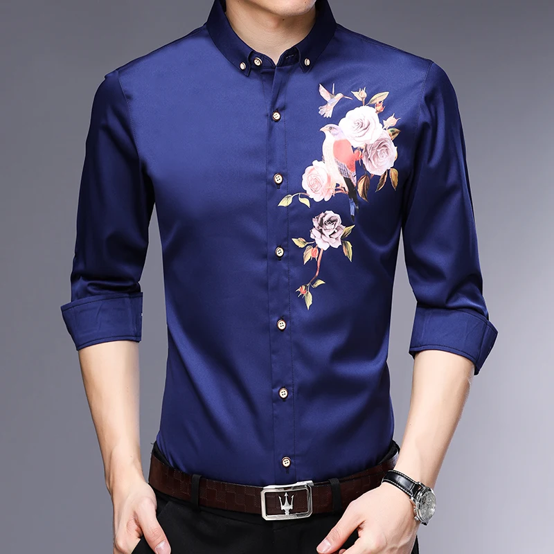 Wholesale Western style long sleeve custom fit man print shirt