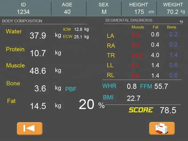 Professional BMI body fat analysis machine/portable Body Composition Analyzer for analysis