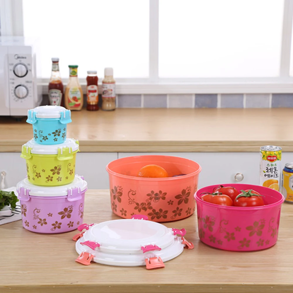 Round airtight plastic food container