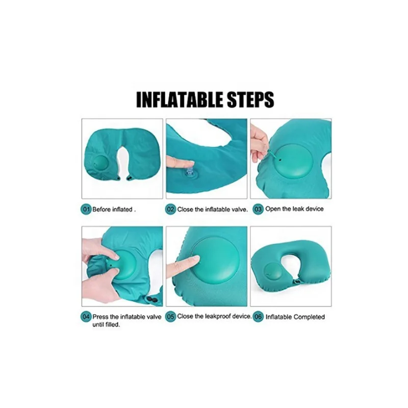 Amazon Portable U-Shape super soft Automatic inflatable pillow travel pillow