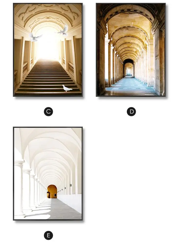 Professional Manufacturer Nordic Style Architecture Landscape Corridor Porch Large Wall Mural Framed Painting
