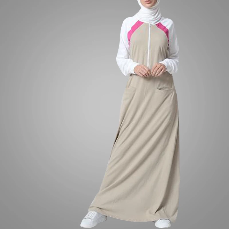 New Trendy Sports Cotton Jersey Abaya Dress Sportswear For Muslim Women Activewear Kebaya Islamic Clothing Dress