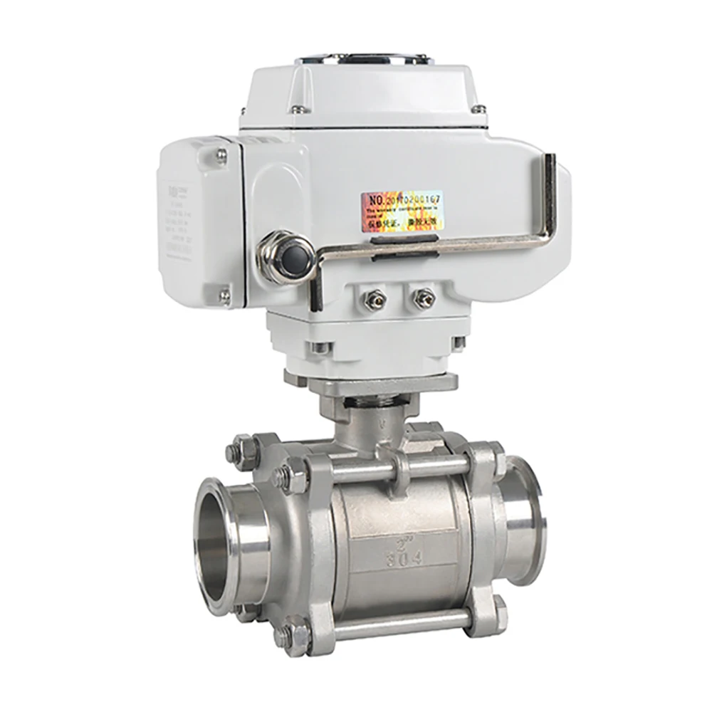 COVNA DN50 2 inch 2 Way 3 Pieces 12V DC Stainless Steel Electric Motorized Actuated Ball Valve Welding Ball Valve