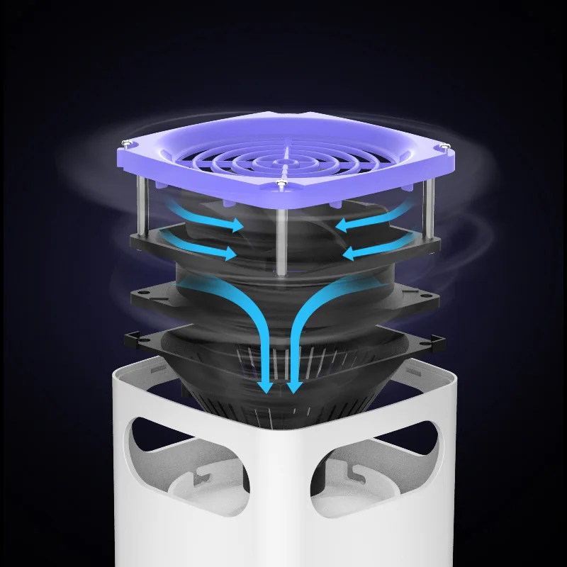 
USB Powered UV LED Photocatalyst Fly Bug Mosquito Killer Trap Lamp and Quiet Fan Inhaler to Physically Kill Fly 