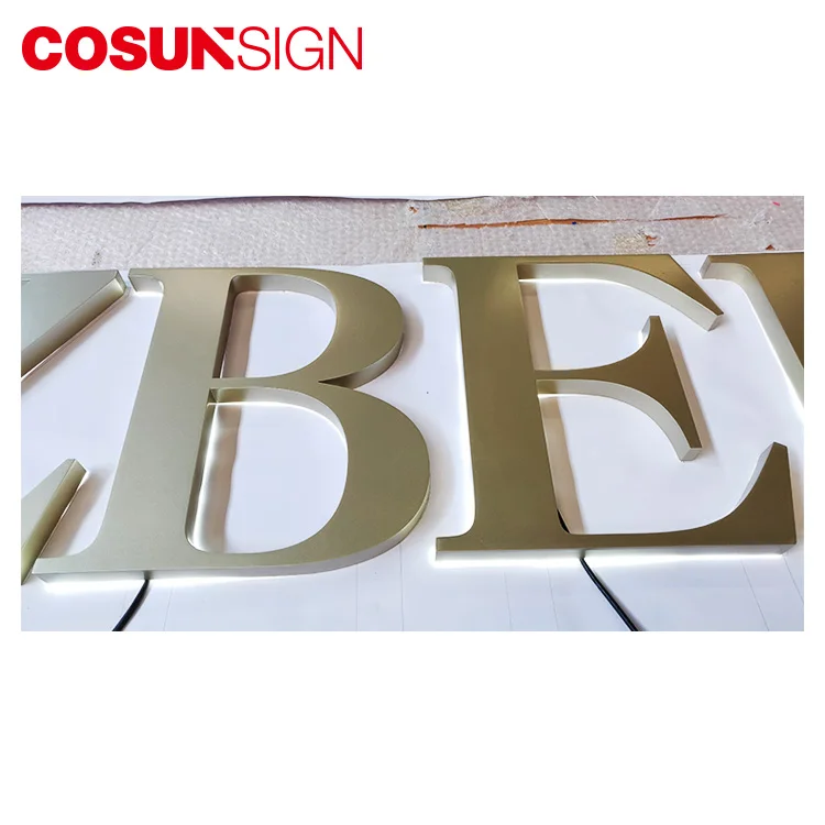 waterproof channel brushed backlit metal led letter light sign
