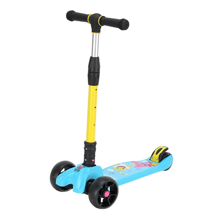 Custom Adjustable Three Height Kids Scooters with PU Flashing Wheels Wide Deck Kick Foldable Scooters for Children