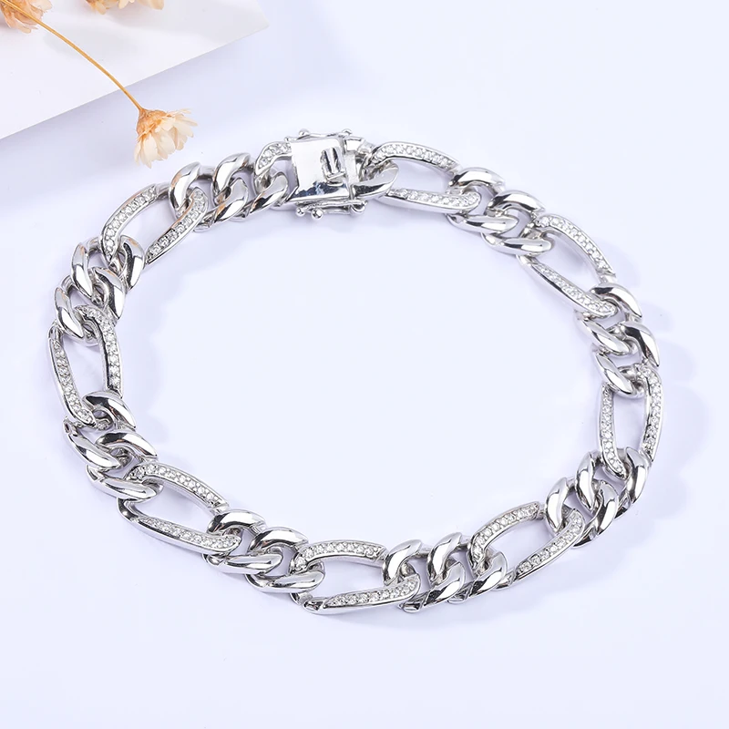 Gold 925 Sterling Silver Jewelry Chain Link Curb Bracelet For Men Women