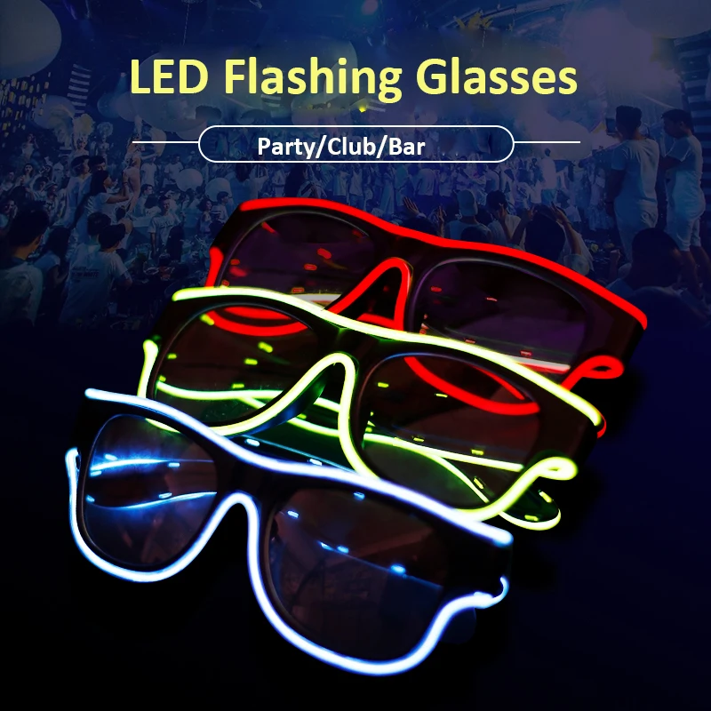 Перезаряжаемые через USB очки El для Amazon, лидер продаж, оптом, светодиодные мигающие очки с литий-ионным аккумулятором