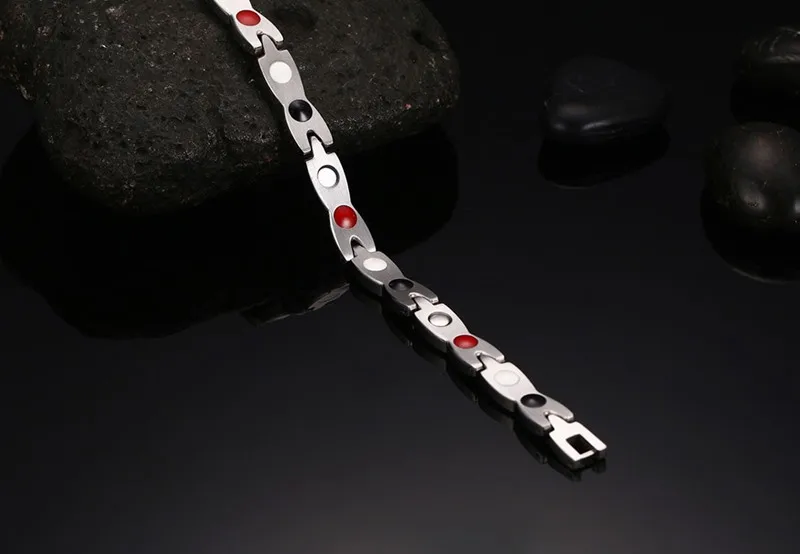 
Wholesale new design stainless steel women charm health stone bracelet 