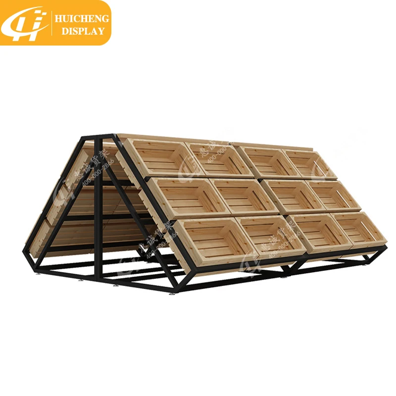 Customized New type wooden wine rack Exclusive Design fruit display rack  wooden wine display shelf