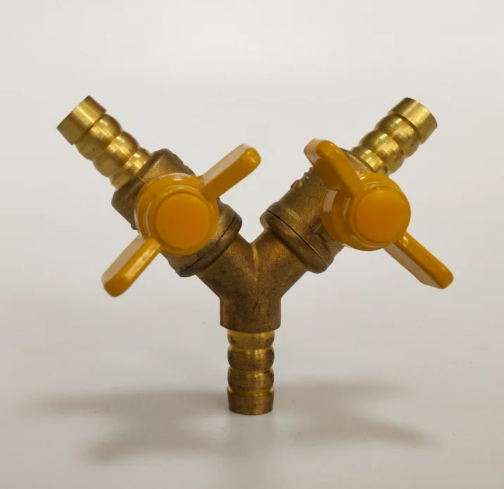 Y-образная Тройная пагода резьба латунный газовый клапан с ручкой-бабочкой