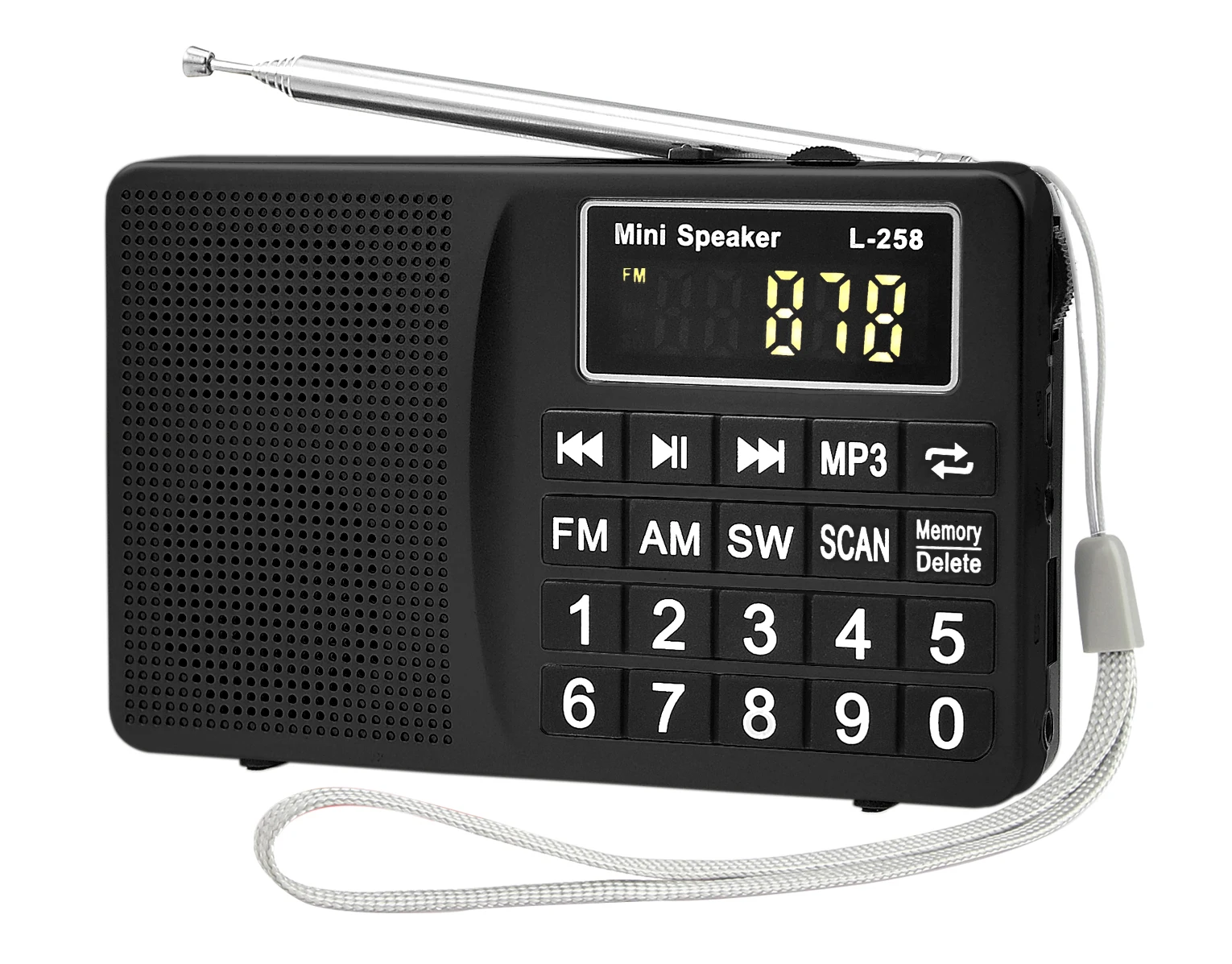 
 L-258 глобальное радио, все диапазоны AM FM SW, высокочувствительное портативное дисплейное радио с экраном  