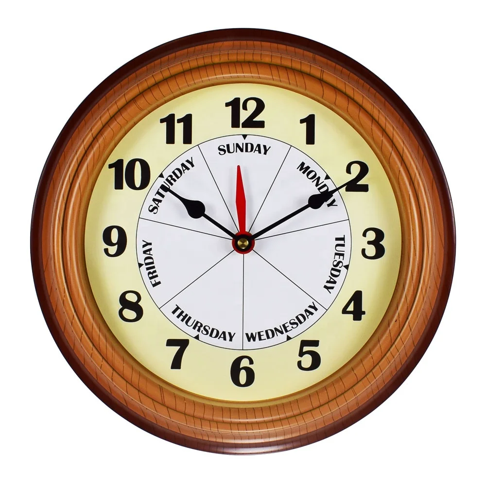 12 inch antique style cheap plastic frame wooden  Quartz wall clock