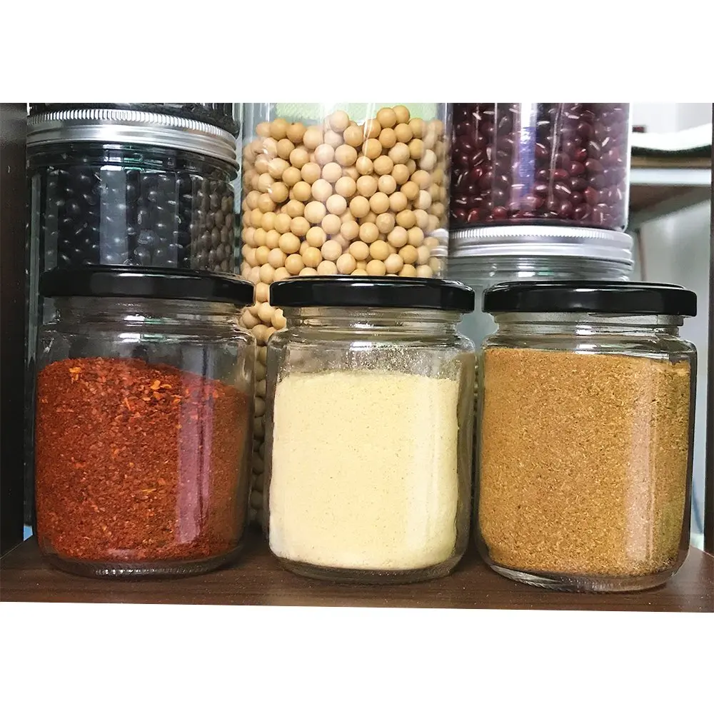 250ml Round 8 oz Glass Jars with Black Metal Lid Canning Jars for Jam Honey Arts and Gift Holder