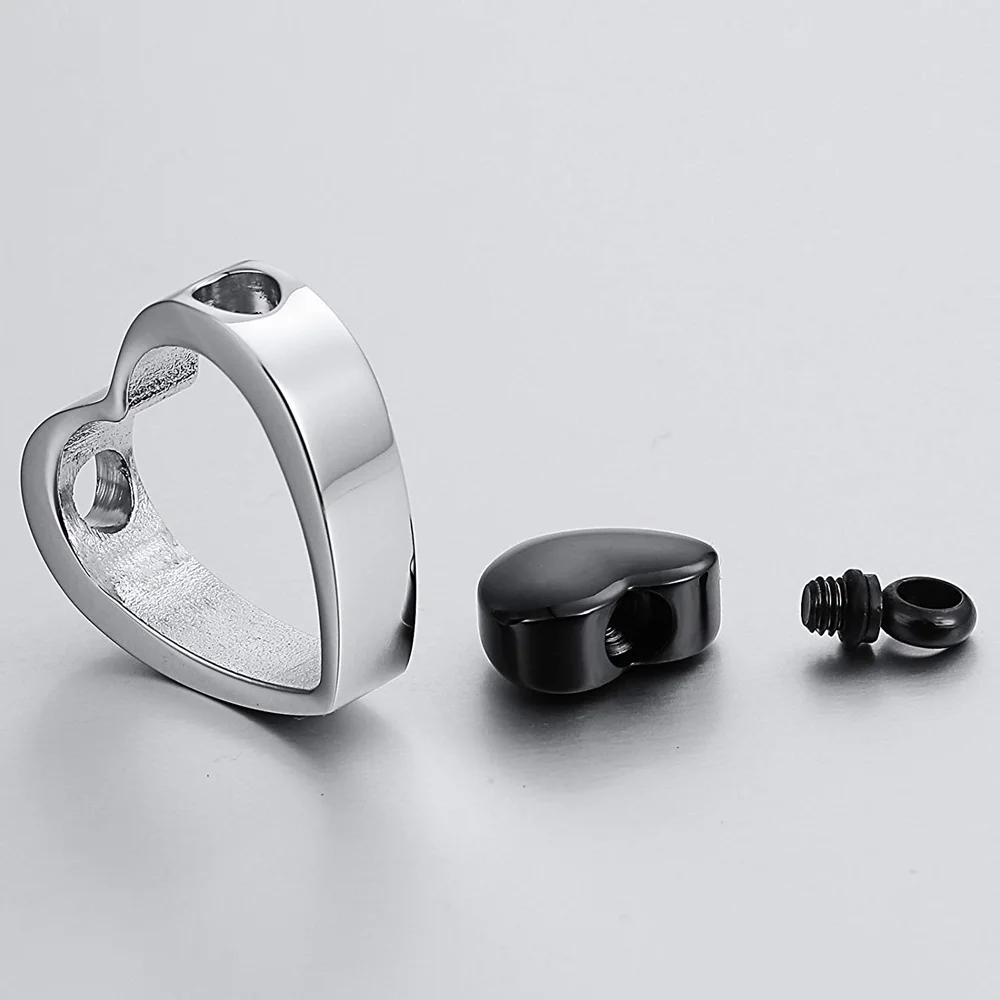 Cremation jewelry stainless steel heart-shaped bone ash jewelry double heart black pendant necklace bone ash souvenir pendant