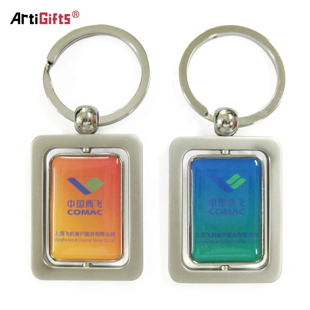 Metal 3d double sided rotatable football key chain keychain custom logo metal