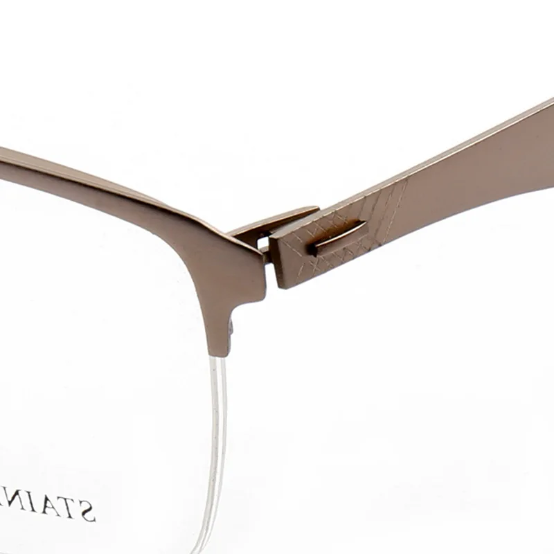 Mens Square Eyebrow Metal Optical  Frame with Demo Lenses Stainless Steel eyeglasses 2703