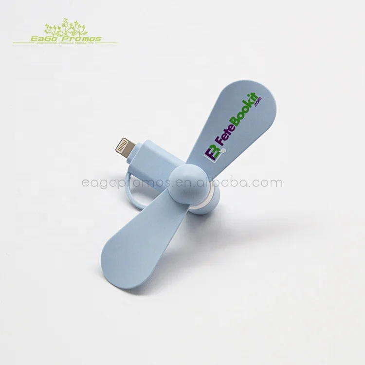 2024 Custom logo 2 in 1 handy mini USB Phone Fan Factory Price Travel Rechargeable Cell Phone Fan For IOS and Android