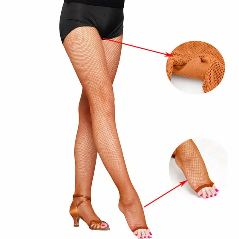 Hot Sexy Polyester Nylon Fishnet Pantyhose Glitter Caramel Fishnet Stockings For Dance