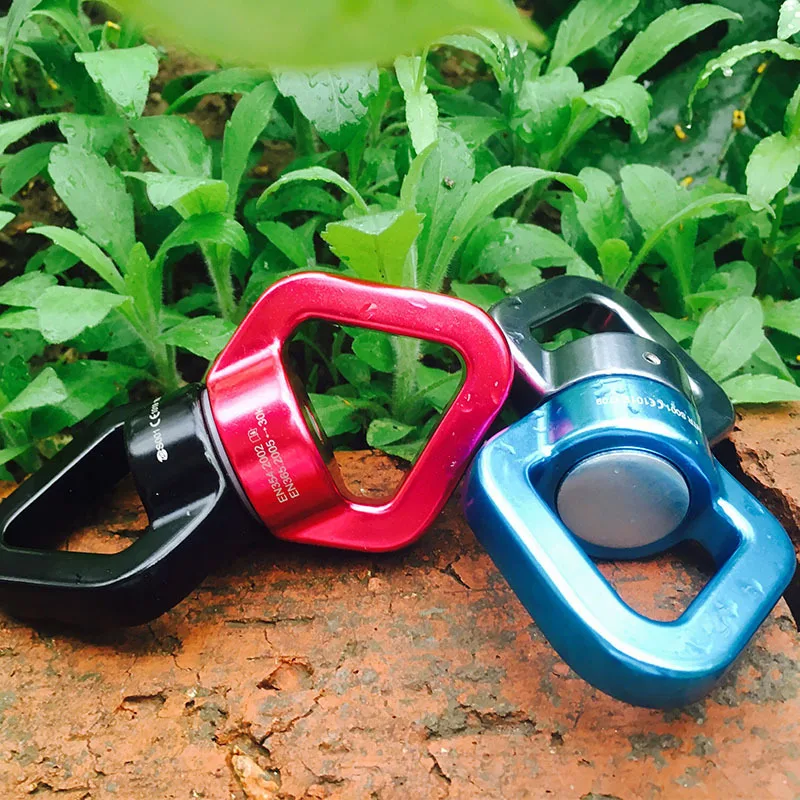 30kn aluminum safest 360 degree rotator snap hook tree swing swivel triangle carabiner for yoga hammock