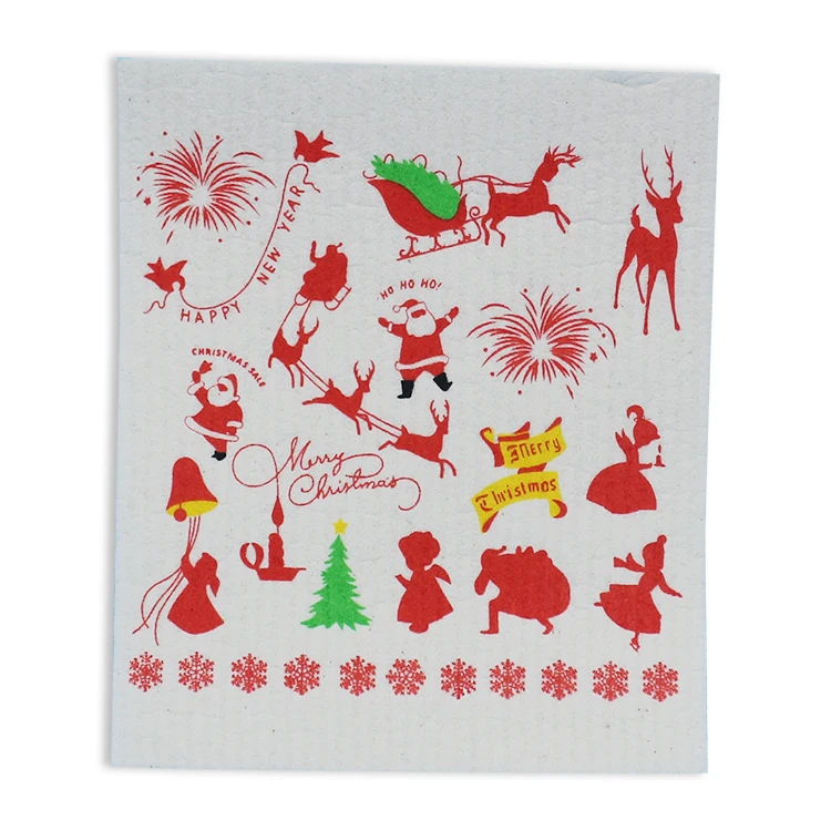 Изготовленная на заказ Экологически чистая шведская кухонная целлюлозная салфетка для посуды с принтом