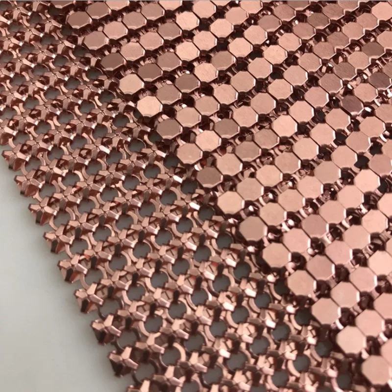 
Aluminum metallic decorative cloth metal sequin fabric 3mm brass mesh 