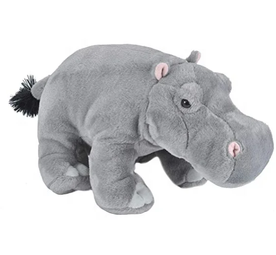 Custom Logo Printed Sleeping Plush Hippo Stuffed Soft Animal Toy