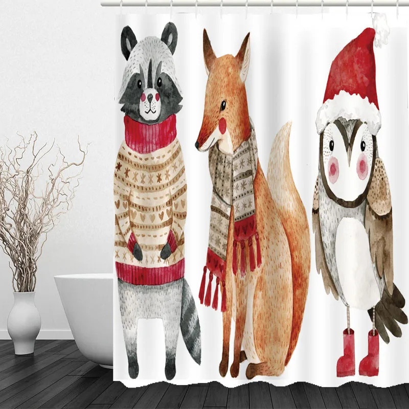 Wholesale 3D digital printing cute animal polyester pongee custom waterproof shower curtain