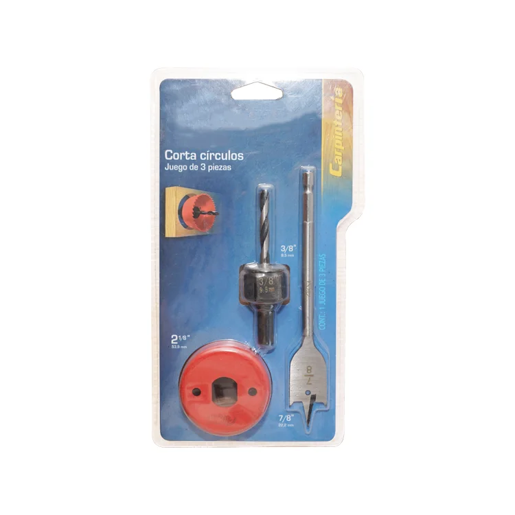 3Pcs Wooden Door Lock Installation Kit In Double Blister