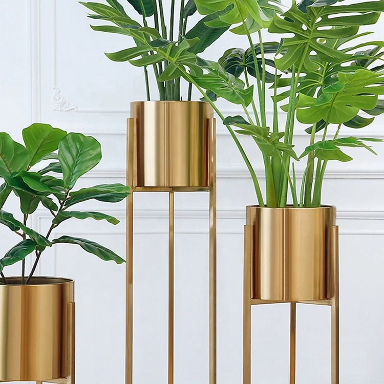 Tall Standing Iron Frame Black Metal Household Items Decorative Wood Floor Vase