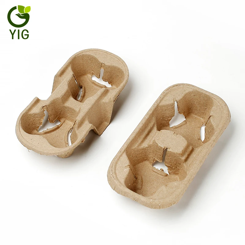 
Biodegradable Molded Pulp Eco Friendly Paper Coffee Tray 