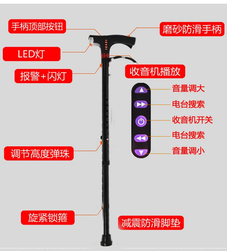 
2018 best sale cheap ningbo Adjustable Folding Campbell Posture Collapsible 360 Traction Tip Hand Walking Stick elbow crutches 
