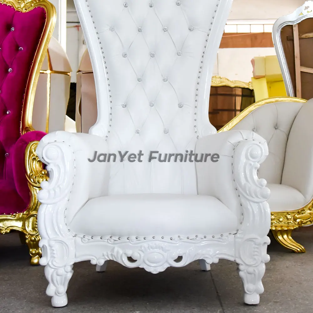 Wholesale wedding event baroque queen leather white throne chair