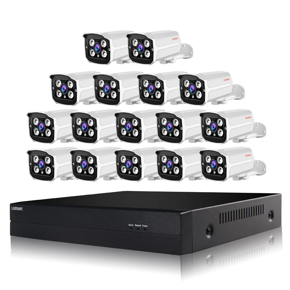 водонепроницаемый IP66 сети ip камеры 16ch 1080 P PoE NVR комплект обнаружения движения P2P ИК-светодиодов 50 ИК расстояние