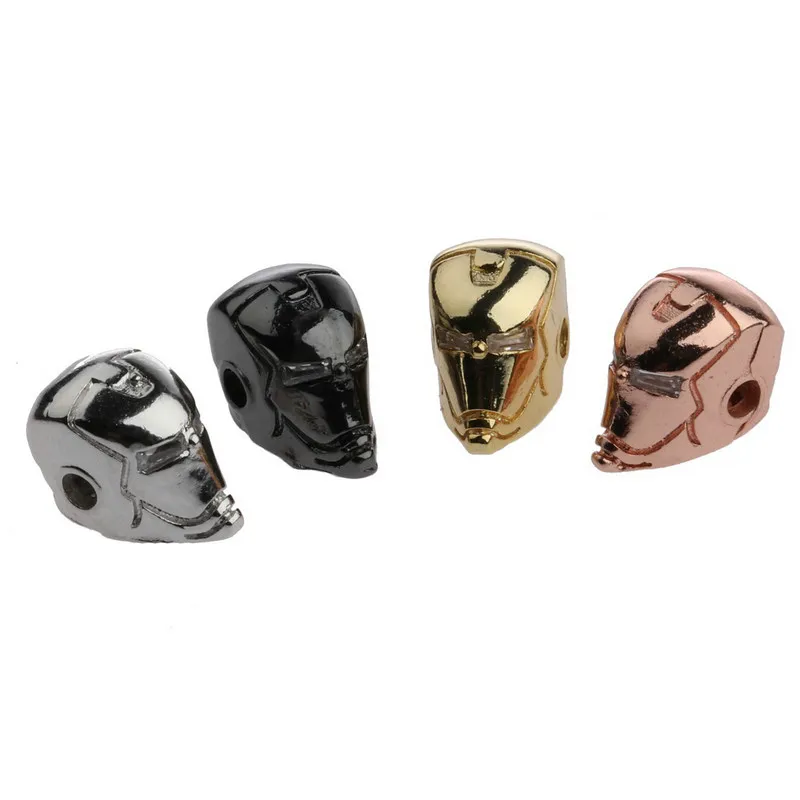 Superman helmet micro inlaid zircon beads iron man copper man bracelets beadings Genuine gold plating bracelet DIY accessories