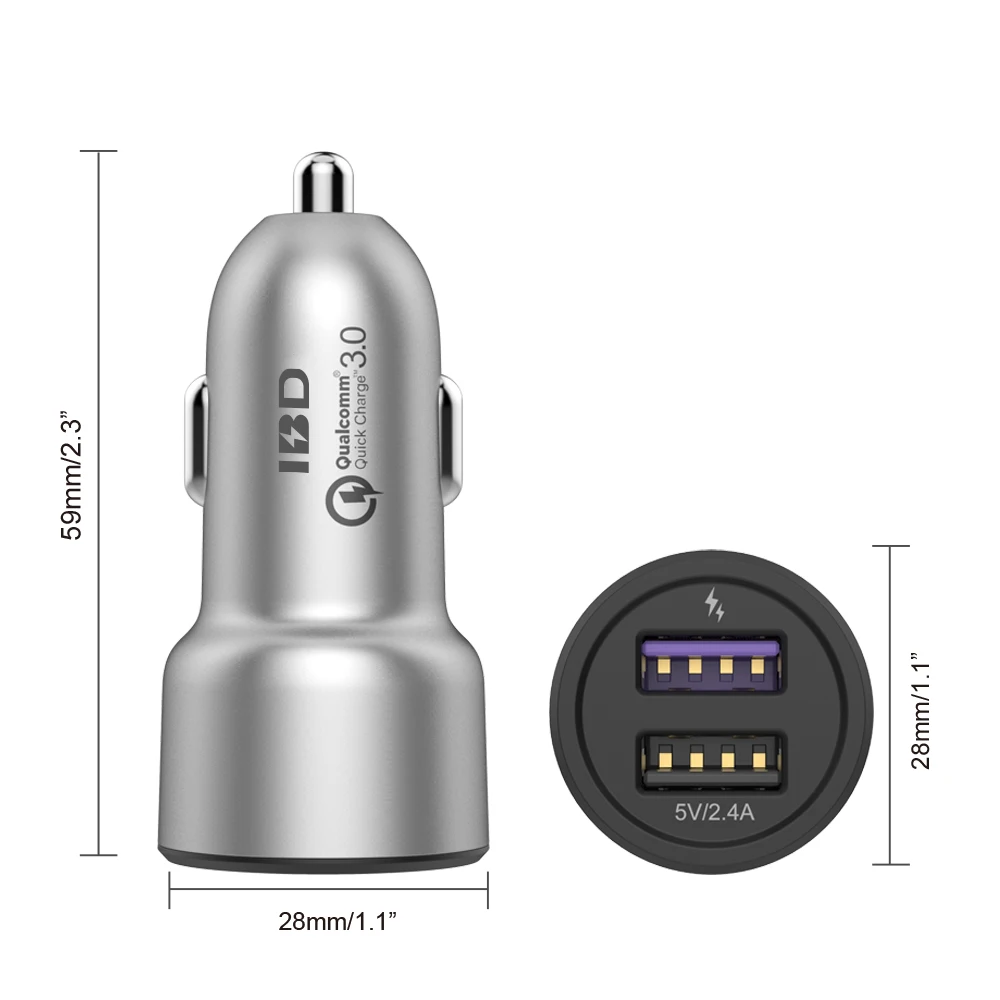 Смарт IC Матовый УФ quick charge 3,0 2 порта usb автомобиля переходник для зарядного устройства для мобильный телефон