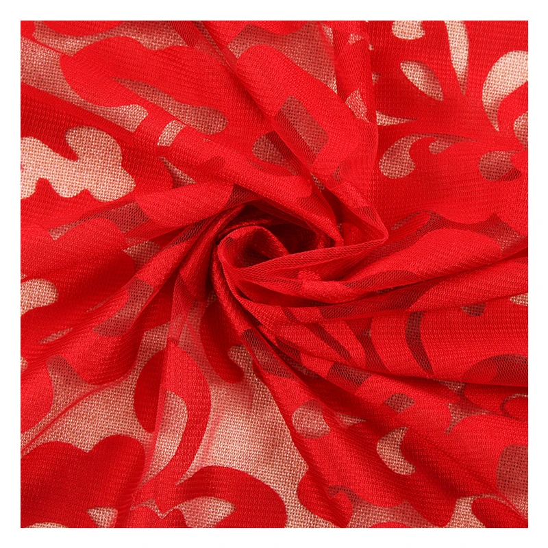 
Chinese suppliers sell cheap red fancy soft transparent burnt fabric for dress 
