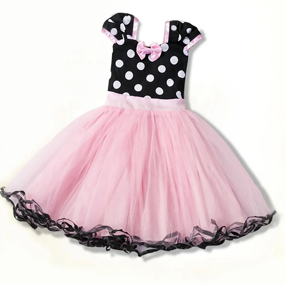 Pabasana cute cartoon bowknot polka dot Mickey kids princess dress with high quality