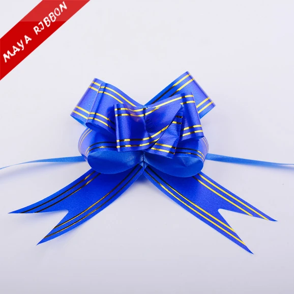 Cheap flower wrapping purple pp pull ribbon bows