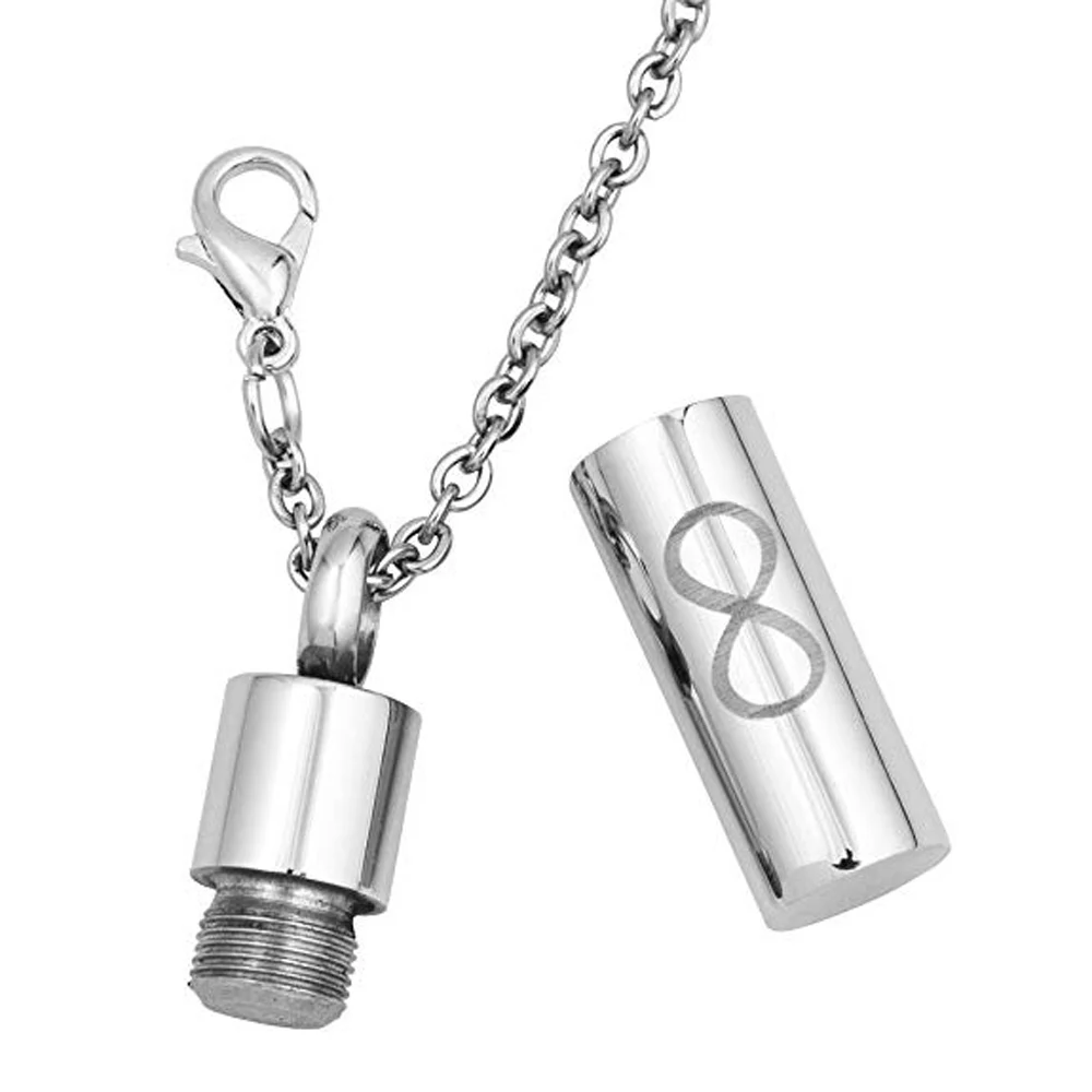 Urn Necklace for Ashes Cylinder Infinity 8  Necklace Memorial Keepsake Stainless Steel Cremation Pendant for men /women