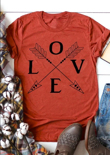 Love Arrow O-Neck T-Shirt Tee
