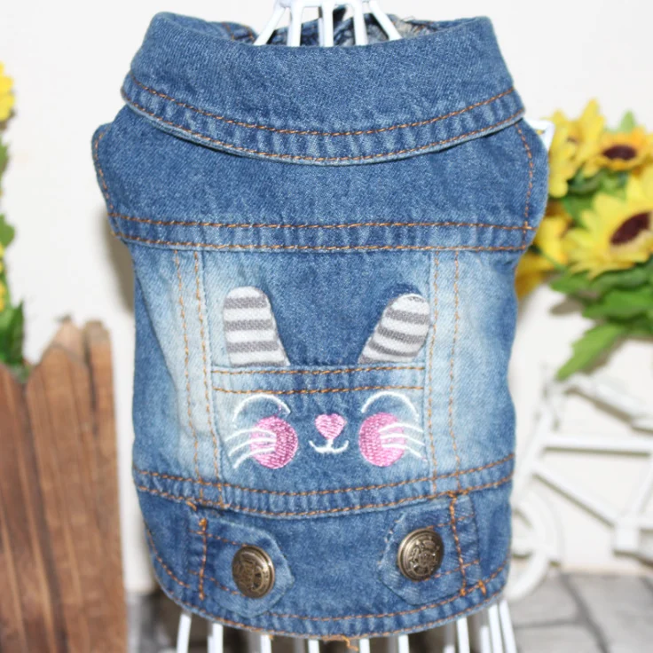 2019 dog summer jacket new jean vest cut rabbit and cats on the back dog clothes pet