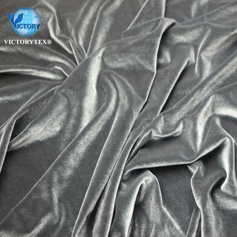 Hot sale 70 Polyester 22 Nylon 8 Spandex Double Colors Knit Weave Warp Velour Stretch Korea Velvet Fabric for Dresses Plants