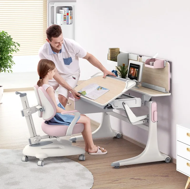 
L12 b Easy movable wooden kids table and chair set with a drawer study table for student furniture 