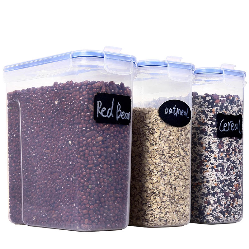 4L(135OZ) 4pack Plastic Large  Airtight Cereal Food Storage Container Set Sealed Food Container For Kitchen Storage