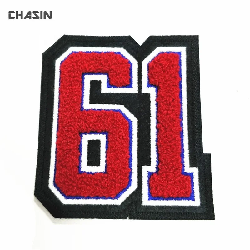 Cheap Heat Press Twill Embroidered Number Patch For Jerseys