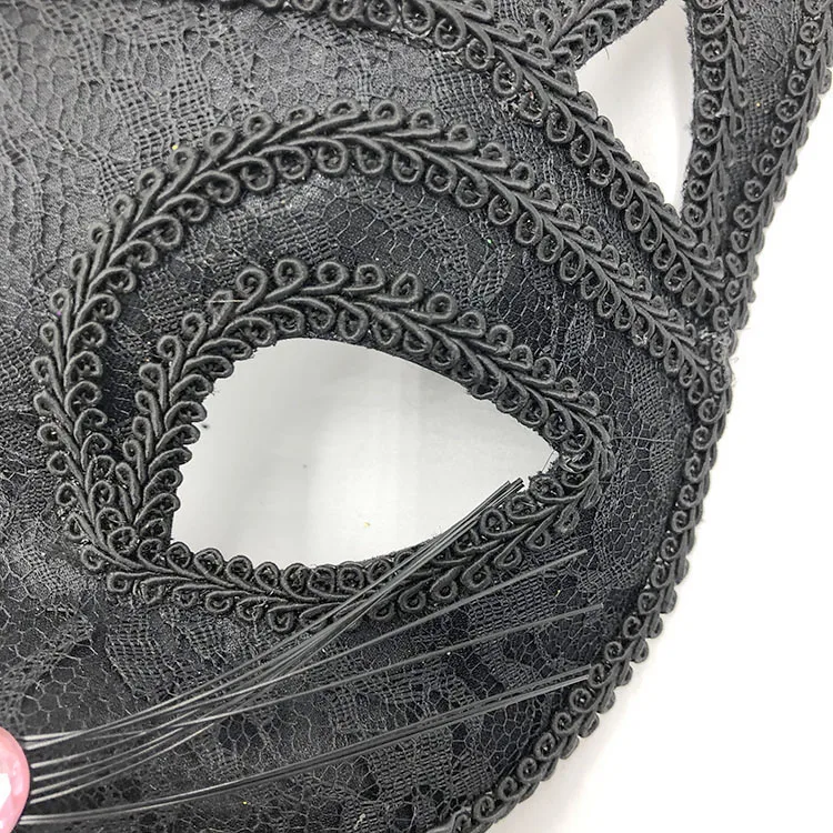 Фабричная Венецианская Маскарадная маска Женская сексуальная черная блестящая необычная кошка кружевная маска для глаз