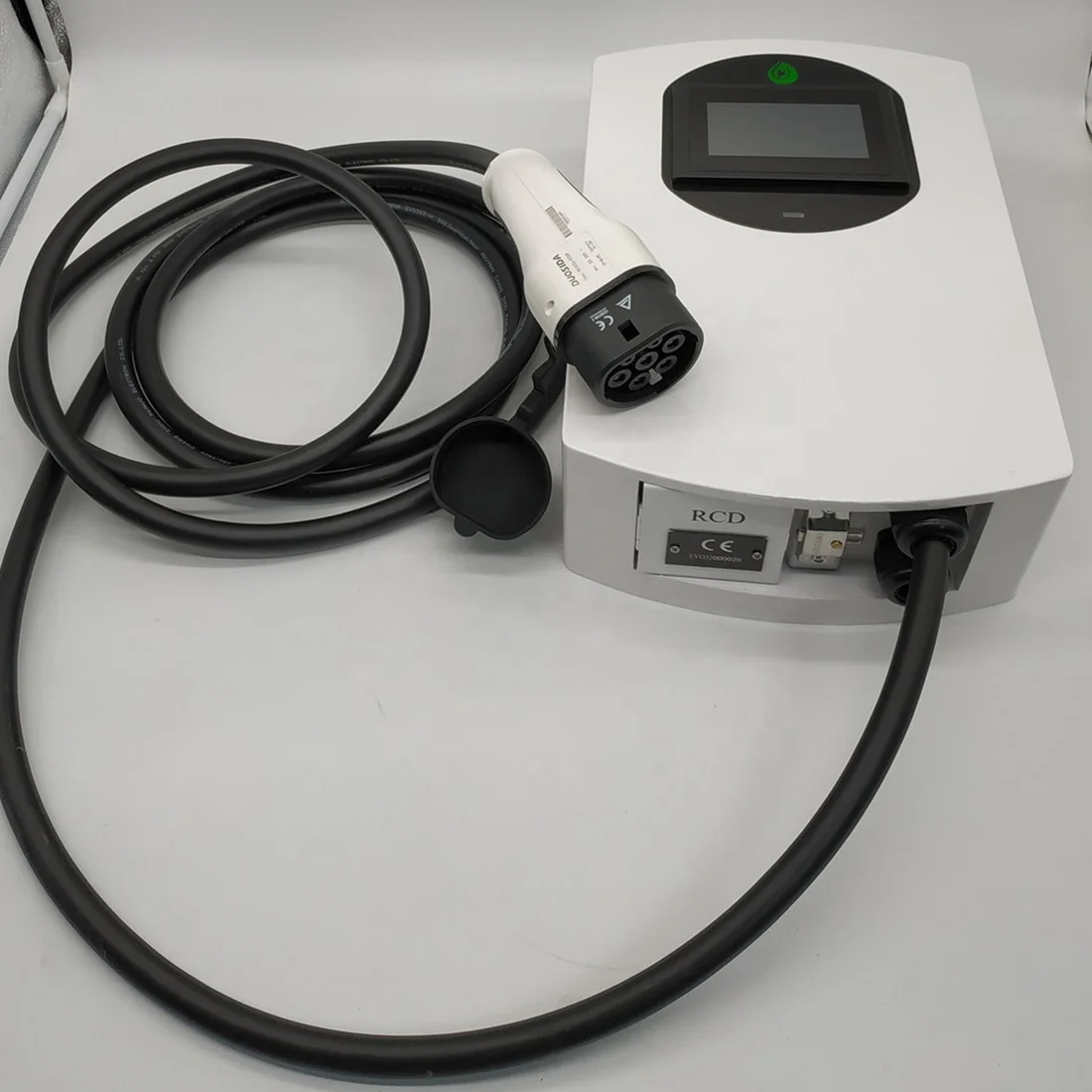 
11KW wall box charging pile with tethered 5m cables,type 2 plug,touching screen and type B RCD for ev charging station,OEM 