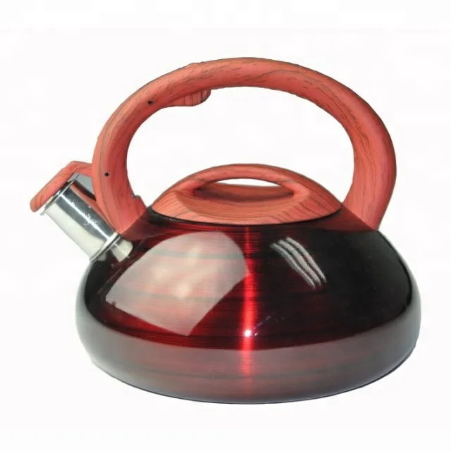 Home Use Brushed Stainless Steel Water Kettle with Wood Pattern Handle Anti Scalding whistling kettle